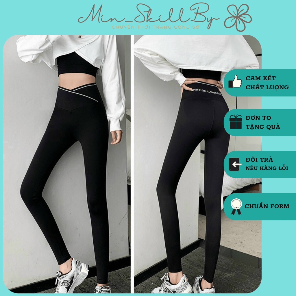 [ ẢNH THẬT ] Quần Legging nữ cạp chéo co dãn lưng cao, tôn dáng, nâng mông siêu đẹp