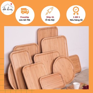 Khay gỗ, khay đựng đồ ăn, đĩa gỗ tròn  chụp ảnh decor kiểu Nhật chất liệu tre