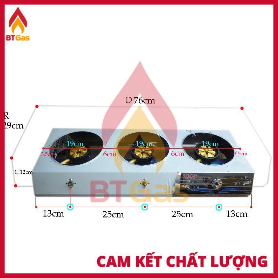 BẾP GAS BÁN CÔNG NGHIỆP KHÈ SOGO 3 LÒ GT-208S3