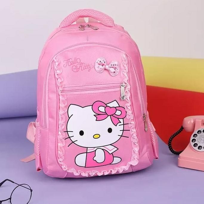 Bộ Ba Lô + Túi Đeo Vai 8HJ 2 Trong 1 Hình HELLO Kitty Xinh Xắn Cho Bé