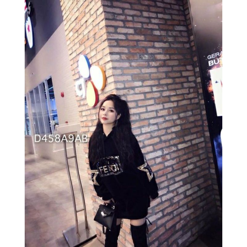 ĐẦM NHUNG HỌA TIẾT KIM SA GIẤU QUẦN CÓ NÓN