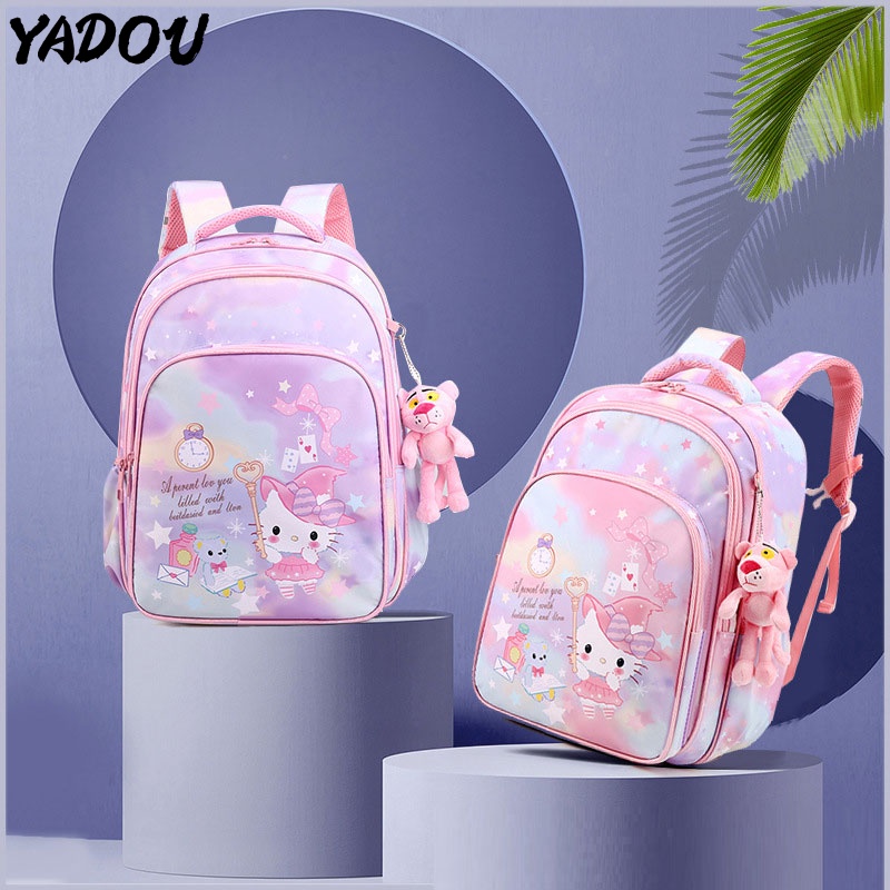 Balo đi học YADOU in hình mèo Hello Kitty dễ thương dành cho bé gái tiểu học