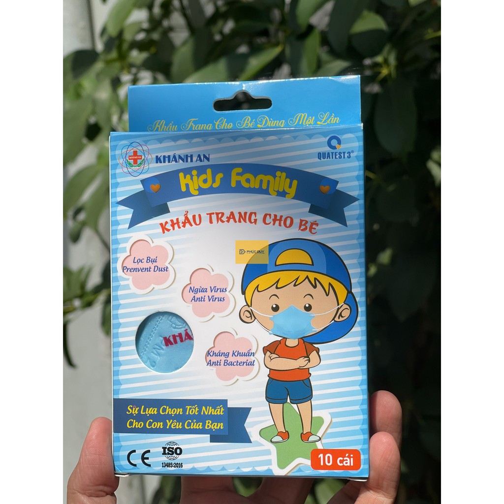 Khẩu trang 3D trẻ em 1-5 tuổi Khánh An Kids Family Hộp 10 cái