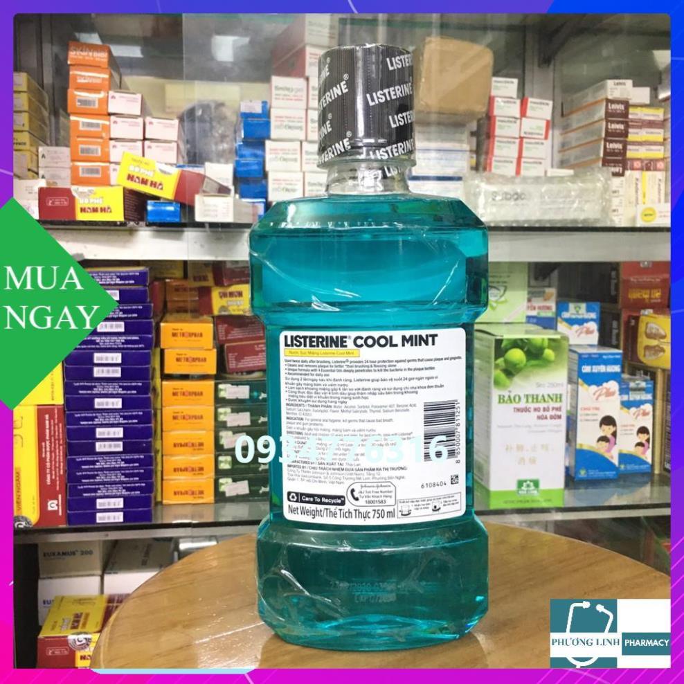 Listerin bạc hà chai 750ml