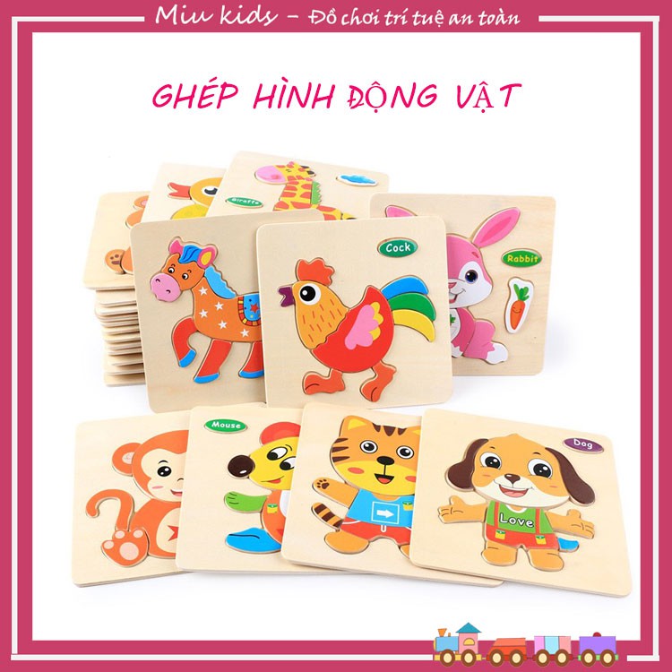 [QUÀ TẶNG 1 BÚT CHÌ] Đồ chơi xếp hình lắp ráp - Tranh ghép hình bằng gỗ 3D nhiều chủ đề giúp bé phát triển trí tuệ