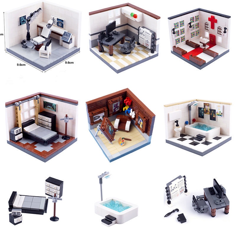 Moc City Life Scene Tương Thích Với Lego Minifigure Phụ Kiện Nhà Thờ Phòng Studio Bệnh Viện Đám Cưới