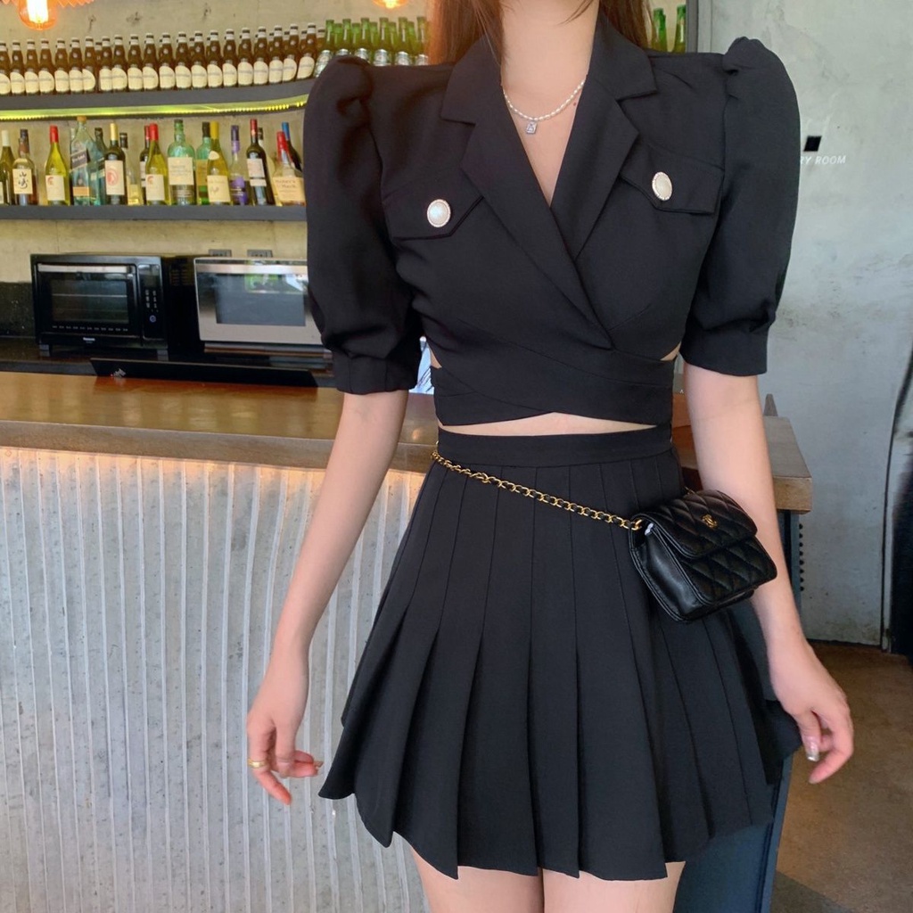 Set Áo Khoác + Chân Váy Xếp Ly Thời Trang Mùa Hè Hàng Mới 2022 Dành Cho Nữ