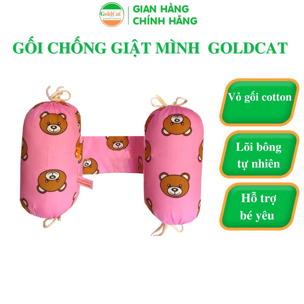 Gối chặn bông chống giật mình GoldCat, lõi bông tự nhiên an toàn cho bé.