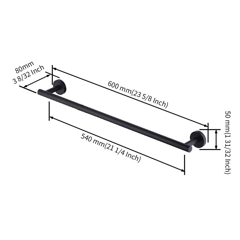 Móc Treo Khăn 24 Inch Màu Đen Bằng Thép Không Gỉ