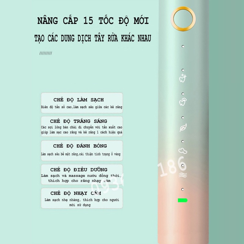 Bàn Chải Đánh Răng Điện Chống Thấm Nước IPX7 Cho JIALAIYA B002