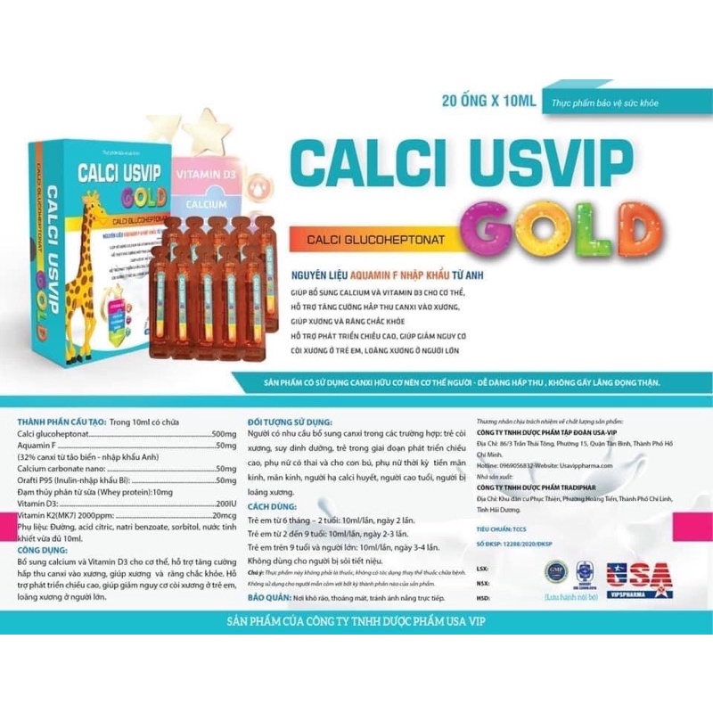 Ống CALCI USVIP GOLD bổ sung canxi d3