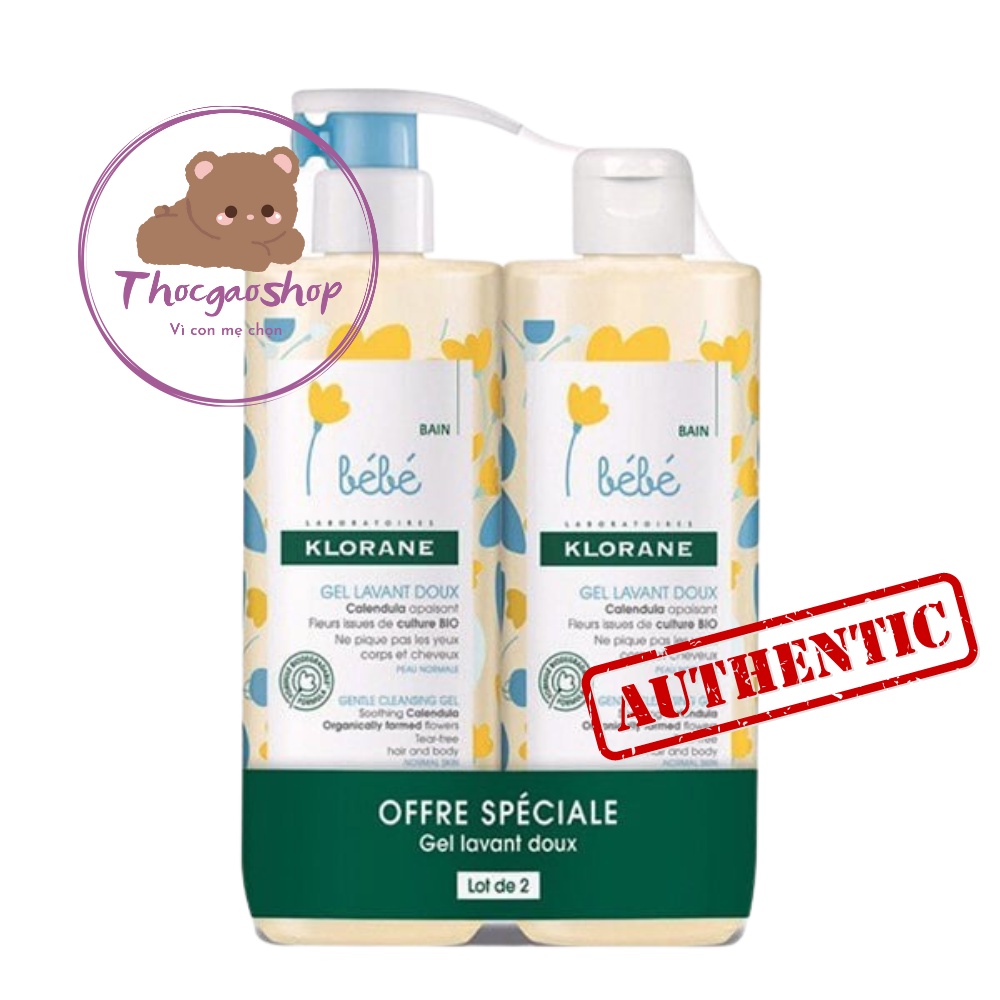 Sữa tắm gội 2in1 Klorane Bebe chai 500ml nội địa Pháp hương thơm dịu nhẹ an toàn cho bé không cay mắt