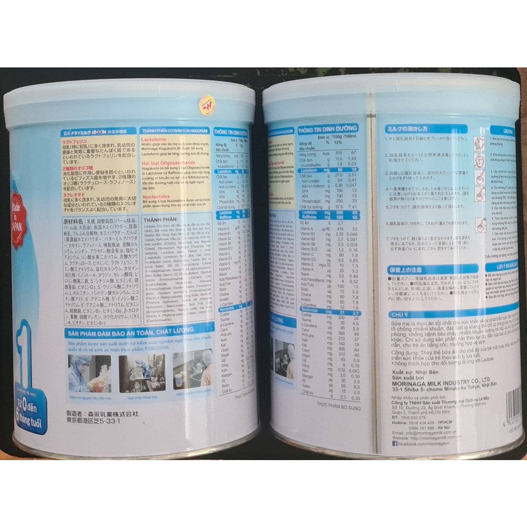 Sữa bột Morinaga Số 1 Hagukumi 850g của Nhật - Mẹ vững vàng bé khỏe tự tin