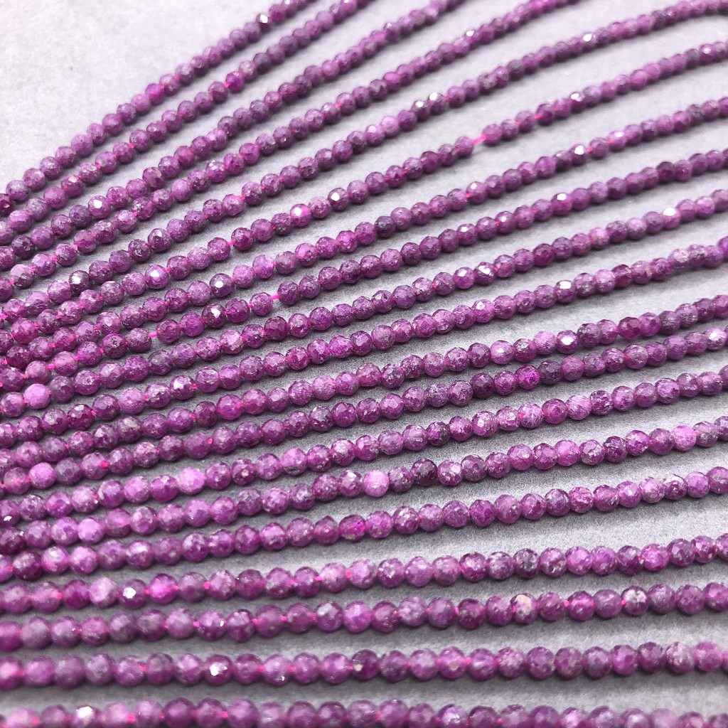 Đá ruby tự nhiên 2/3mm mặt cắt sáng bóng cỡ nhỏ làm đồ thủ công DIY