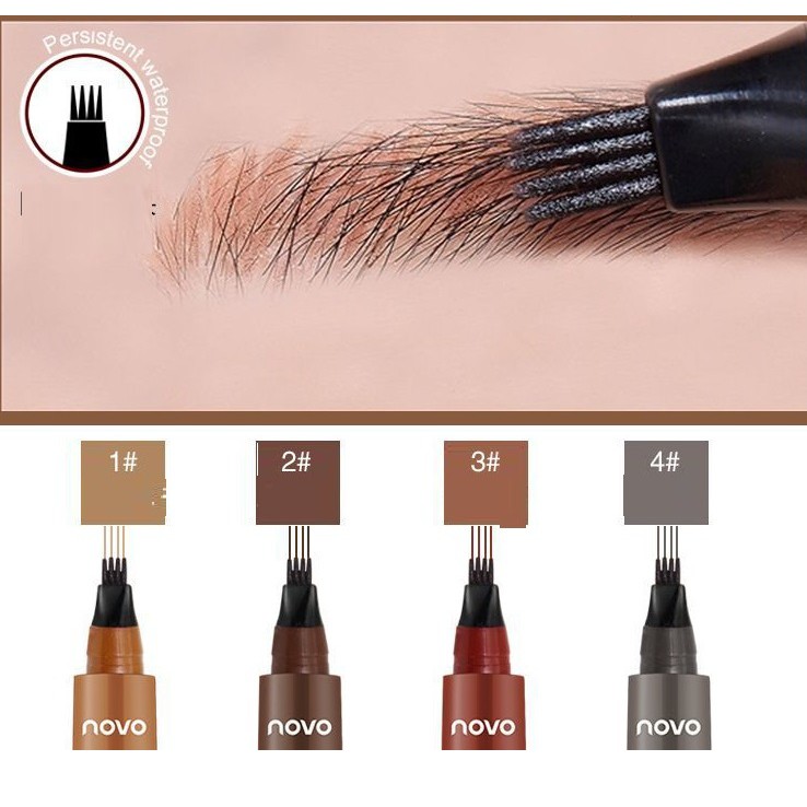 SIÊU LÂU TRÔI_ Bút kẻ mày phẩy sợi Novo Tattoo Watterproof Brow Ink Pen For 4 CHỐNG NƯỚC