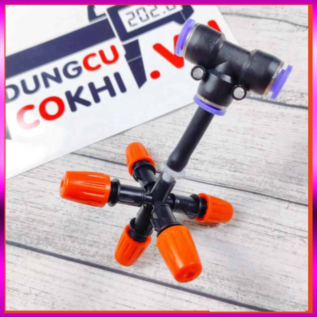 10m dây + 3 Béc phun sương 5 tia nhựa, kết nối nhanh ống 8mm, dùng tưới cây, tưới lan
