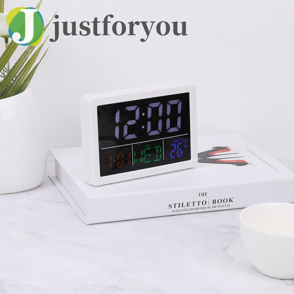 Justforyou Electric Alarm Clock Digital LED Luminous Silent Bedside Thermometer Clock