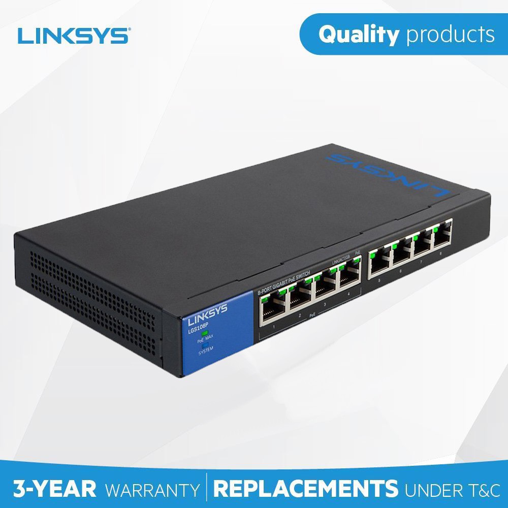 Bộ chia mạng LINKSYS LGS108P 8-PORT BUSINESS DESKTOP GIGABIT POE+ SWITCH