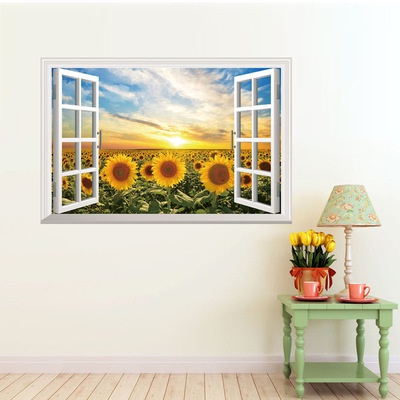 Decal dán tường 3D, tranh dán tường trang trí phòng hình cửa sổ đẹp, trang trí phòng khách, phòng ngủ 0996