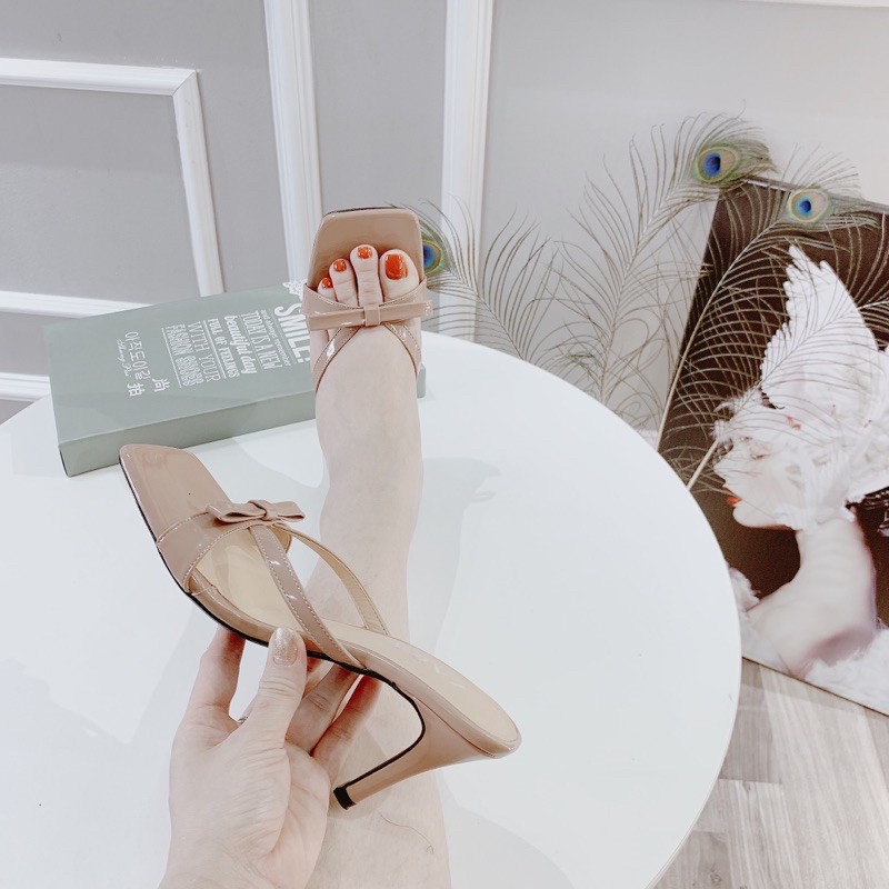 Hàng có sẵn Guốc nơ gót nhọn 7cm