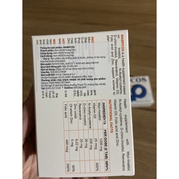 MABPCOS - thực phẩm bảo vệ sức khoẻ