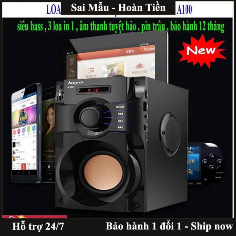 ✔️Mẫu mới 2019 Giá Sập Sàn - Loa Nghe nhạc Bluetooth Cao Cấp Super Bass RS - A100 - có điều khiển từ xa - Freeship