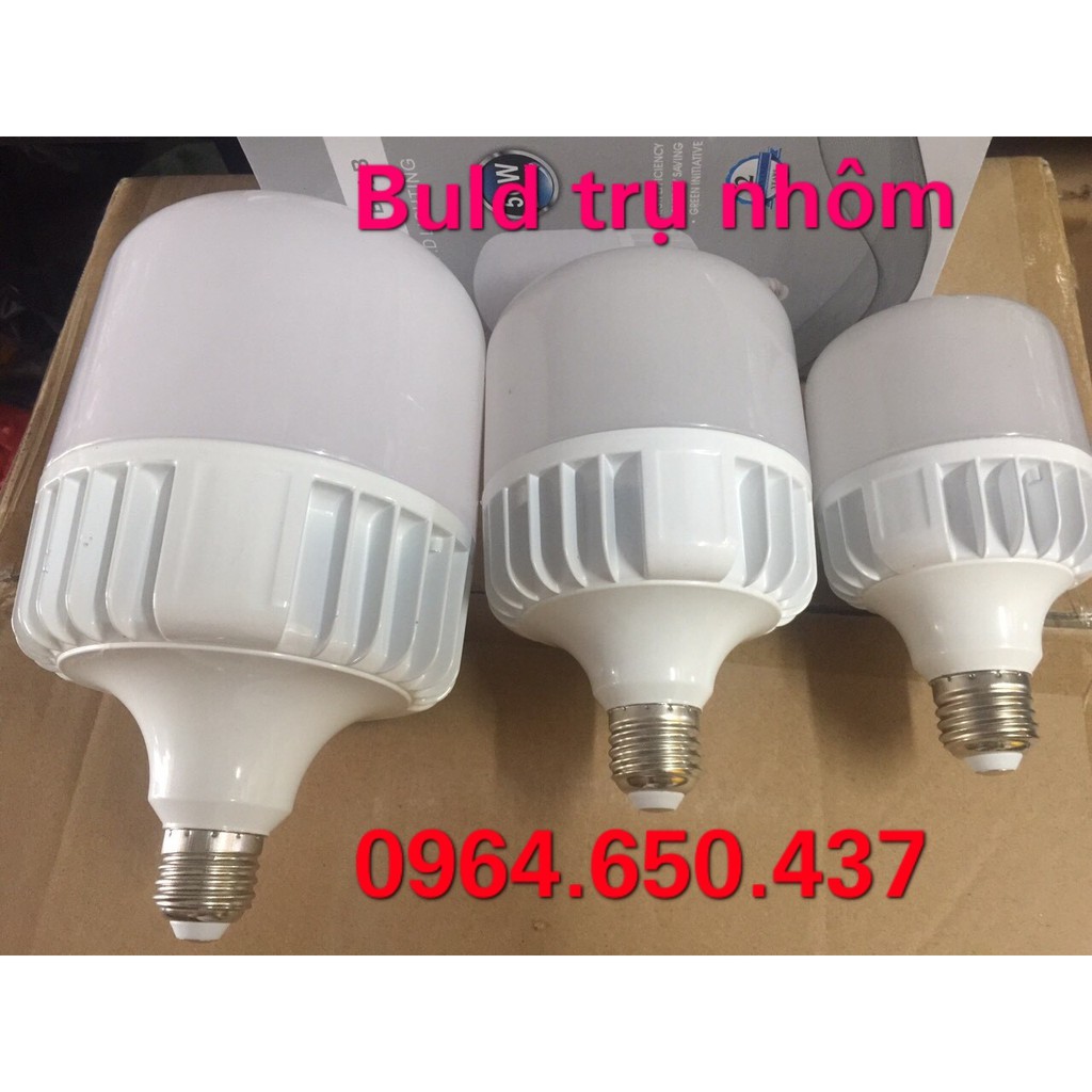 Bóng Đèn Led Tròn Buld Trụ Đế Nhôm Tản Nhiệt Cao Cấp (50w, 40W, 30w, 20w) Siêu Sáng. Bảo Hành 2 năm