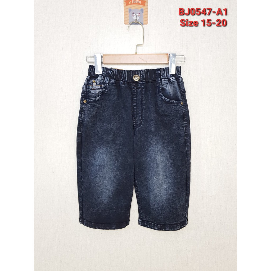 BJ0547-A1 - Quần Short Jean co giãn , bé trai , màu đen , size đại 15t-20t - Hàng Made In Vietnam