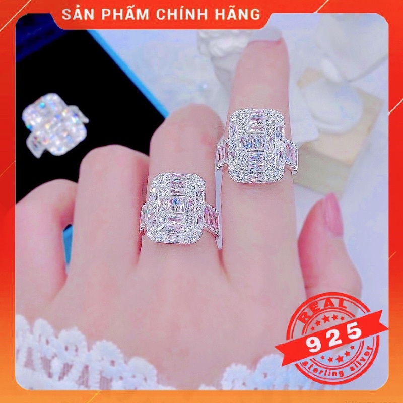 Nhẫn bạc nữ s925 đính đá pha lê cao cấp - NHANBAC- CAM KẾT BẠC THẬT S925