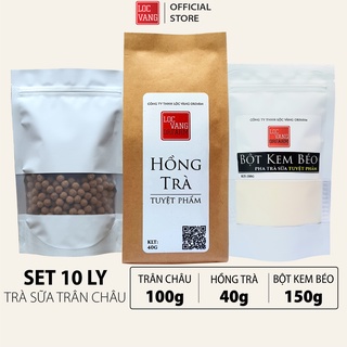 Trà Sữa Trân Châu SET 10 LY TUYỆT PHẨM Nguyên Liệu Làm Trà Sữa Tự Pha, Hồng Trà Đen Bột Kem Béo