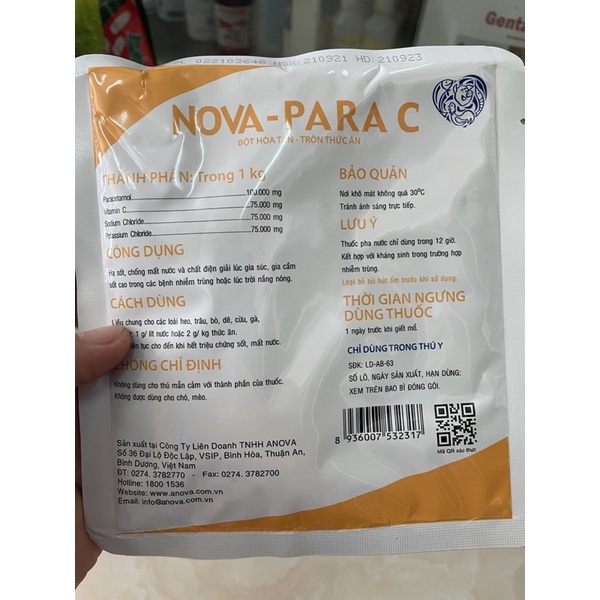 Bột hoà tan Nova Para C gói 100g