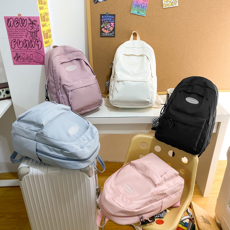 Ba lô PRETTYZYS đi họcdung tích lớn 15.6 inch phong cách Hàn Quốc 2022 cho bạn gái teen