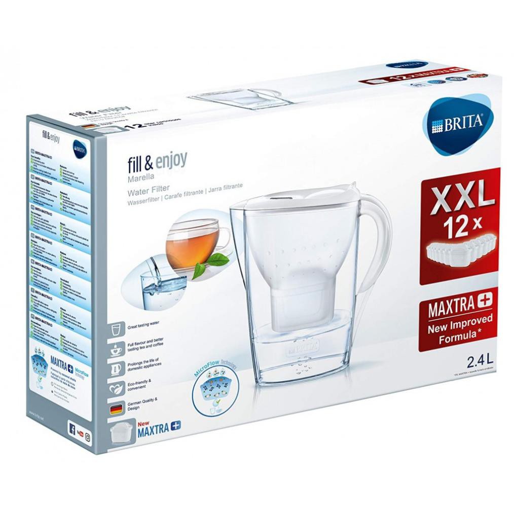 Bình Lọc Nước Brita 2,4l Nắp Trắng Kèm 12 Lõi Lọc