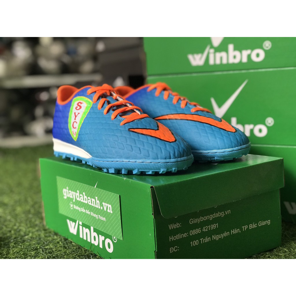 Giày Hyper Xám Cho Anh Em Chân Bè Đế TF Xanh Cam playsoccer.store