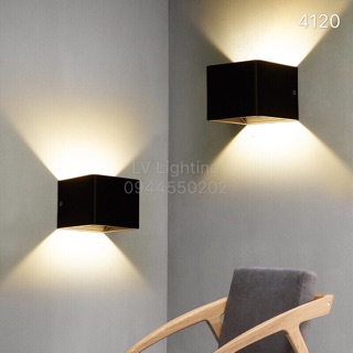 Đèn tường led⚡️Bảo Hành 2 năm⚡️Hình Vuông Chiếu Sáng 2 Đầu Cố Định - Hợp Kim Nhôm Siêu Nhẹ - Màu Đen Hoặc Trắng