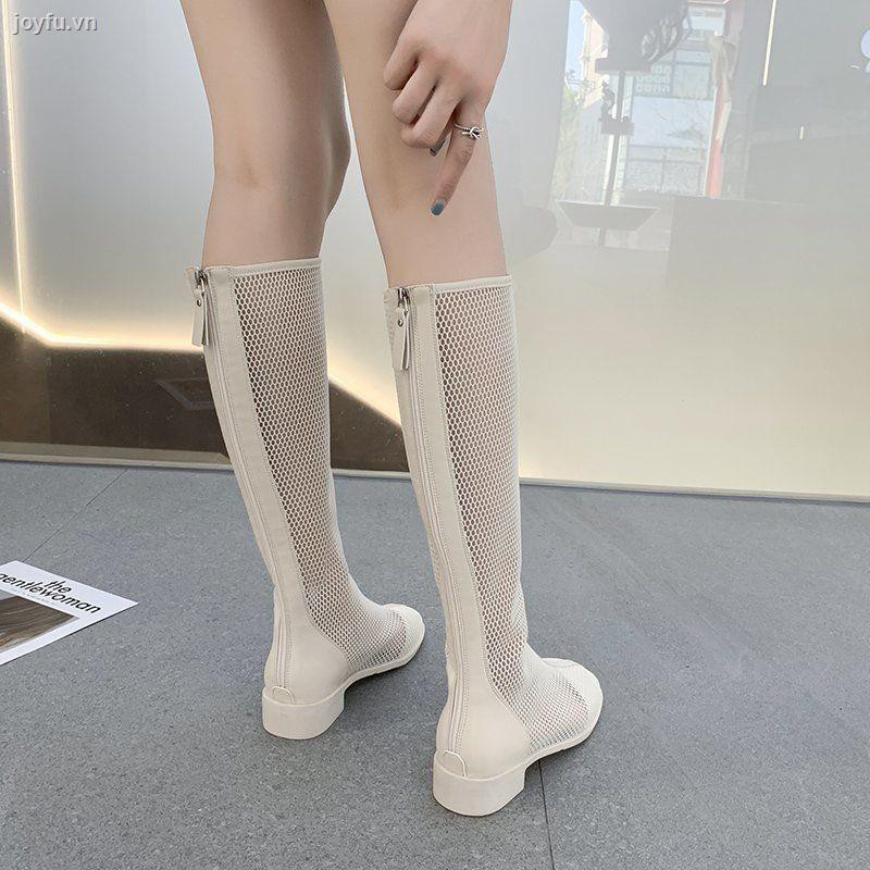 Women s 2021 Summer New Boots Thin Style Spring and Autumn High-Tube Martin Hollow Mesh Net Ankle