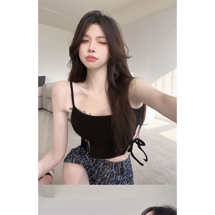 Cocory vn Áo Croptop Sát Nách Thiết Kế Lệch Tà Phong Cách Đường Phố Quyến Rũ