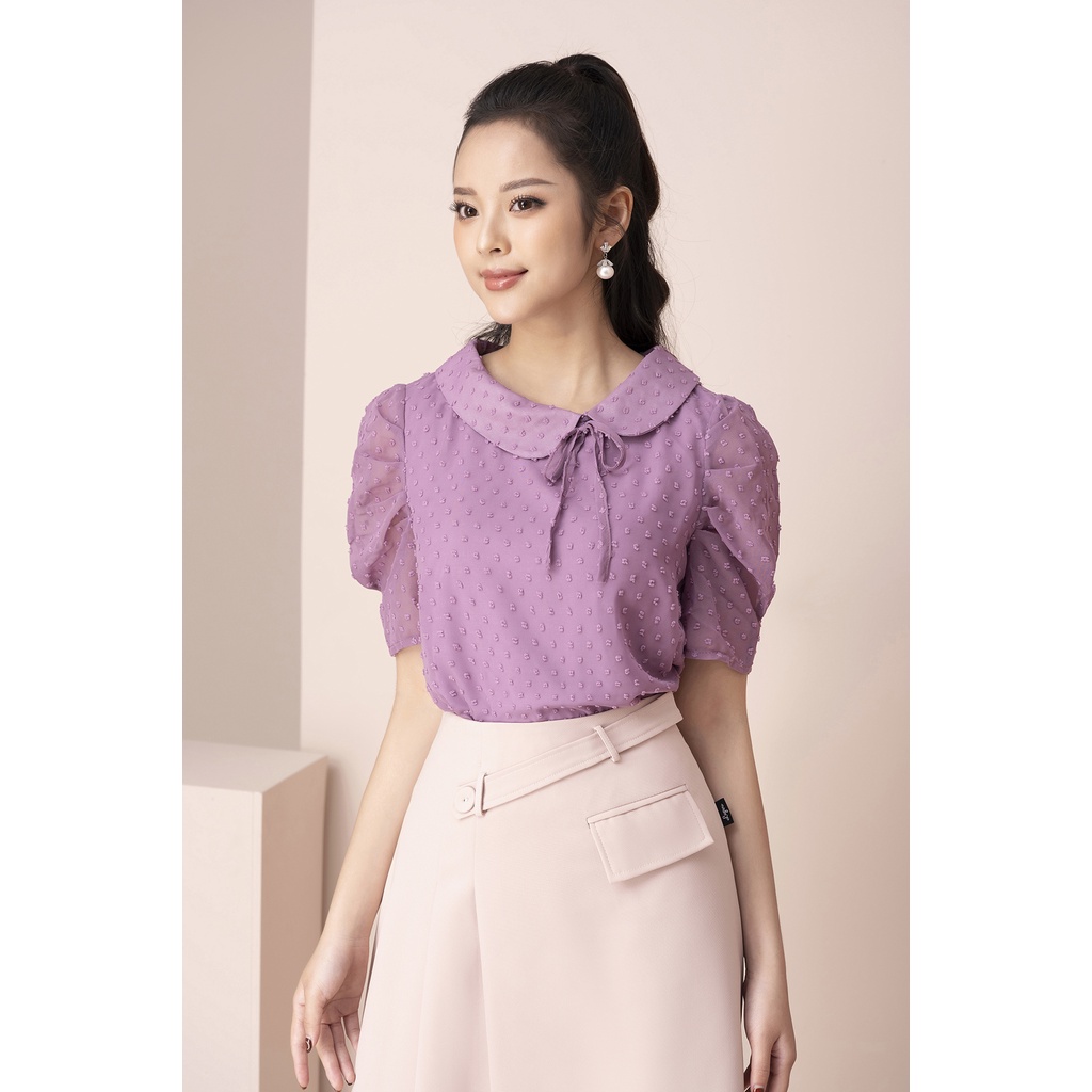 Áo Sơ Mi Công Sở Nữ Dáng Suông LUPERI Chất Voan Cổ Bèo Tay Bồng LFSM1199