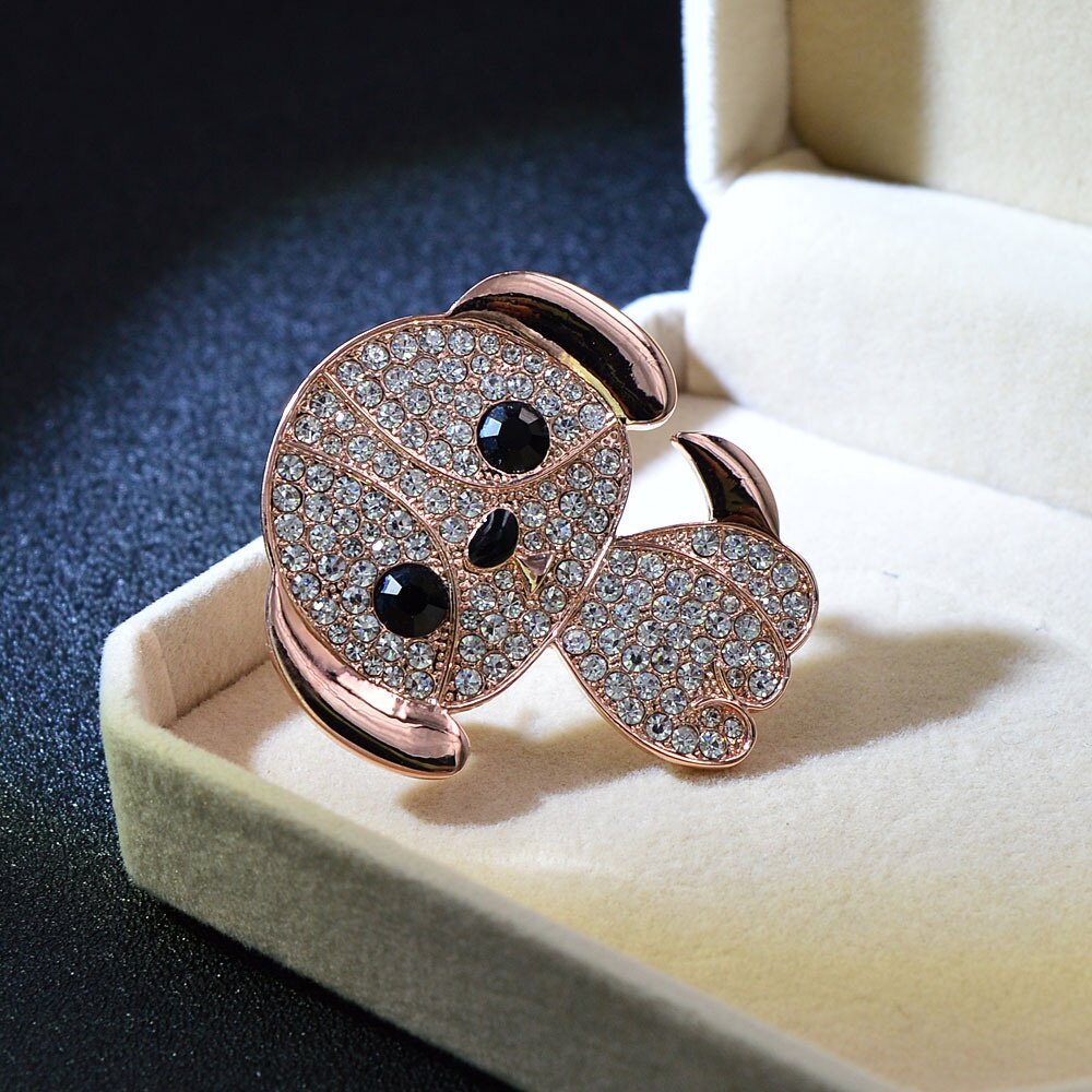 Ghim Cài Áo Hình Cún Cưng Đính Đá Nhân Tạo Thời Trang