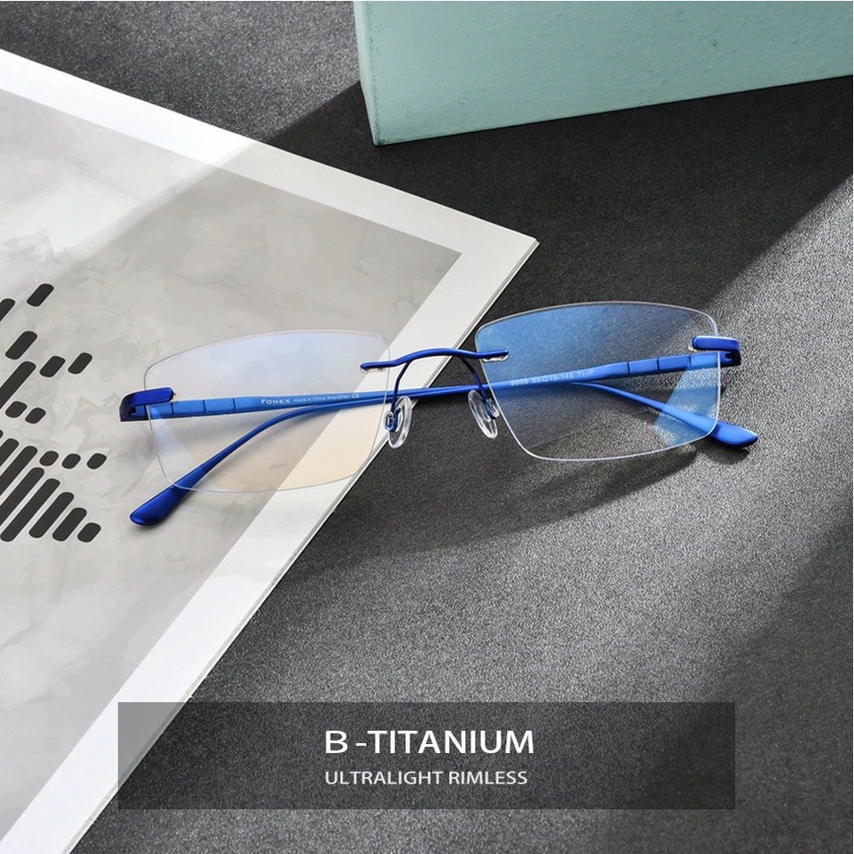 Gọng Kính Khoan Titanium Chính Hãng Fonex 8555 Full Box