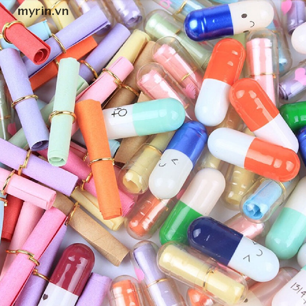 Myrin Set 50 Tấm Giấy Thông Điệp Trong Chai Hình Viên Thuốc Con Nhộng Tình Bạn Dễ Thương Nửa Màu S
