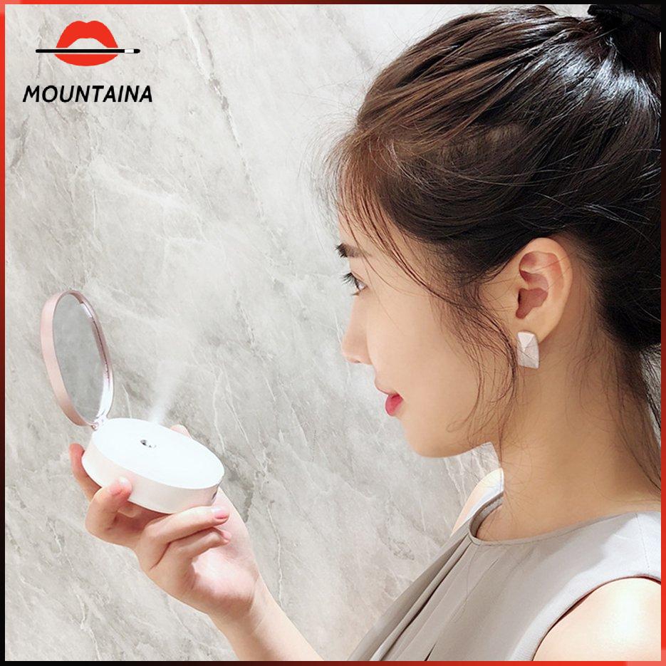 【m】 Steam Face Humidifier USB Charging With Mirror Handheld Cold Spray Beauty Tool