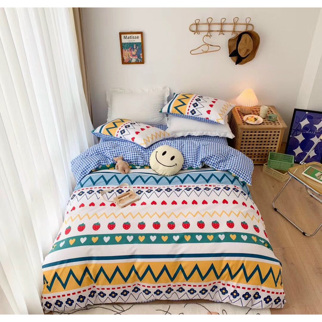 Bộ Chăn Ga Gối ❤️FREESHIP❤️ 100% Cotton Living bộ 4 món - drap giường cao cấp (nhắn shop để free bo chun)
