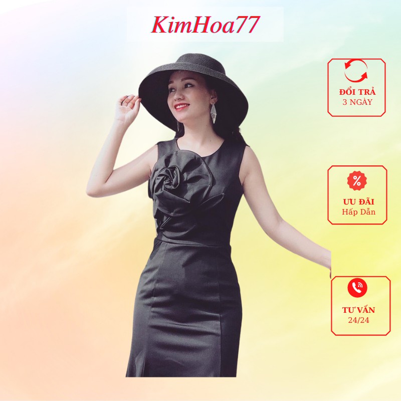 Váy body đầm nữ dự tiệc freesize chất umi đuôi cá đính hoa to trước ngực kimhoa77