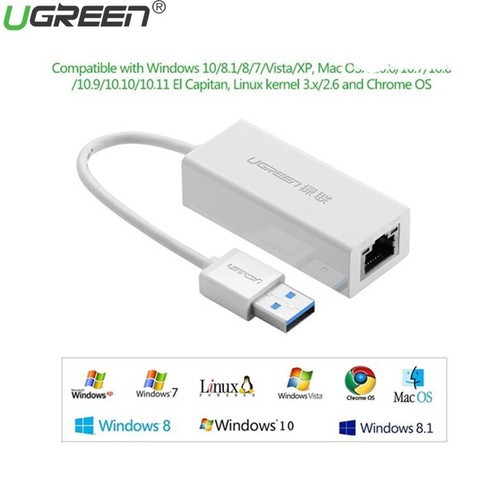 Cáp Chuyển USB 3.0 Sang LAN Gigabit 10/100/1000 Ugreen 20255 - Hàng Chính Hãng