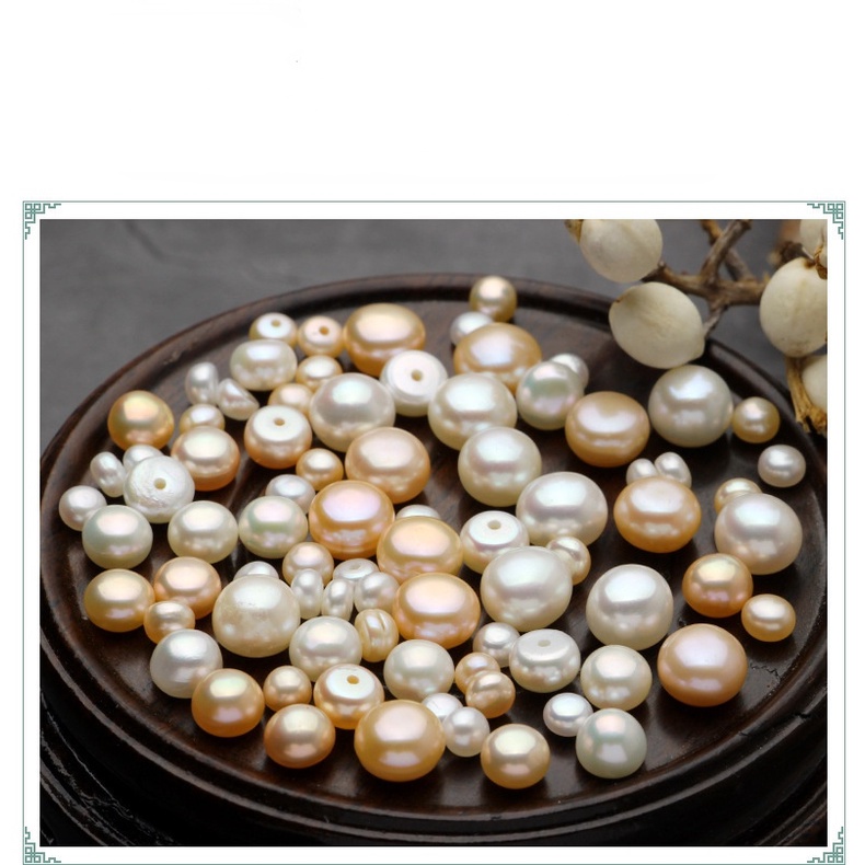 Set 5 Hạt Ngọc Trai Giả Nửa Lỗ 4 / 6 / 8mm Tự Làm Trang Sức