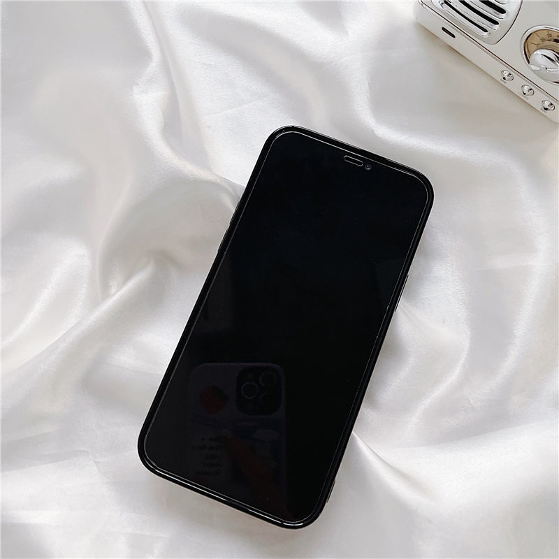 Ốp Điện Thoại Mềm In Hình Hoa Trắng Đen Có Giá Đỡ Cho iPhone7/8plus X/Max/XR 12/11ProMax