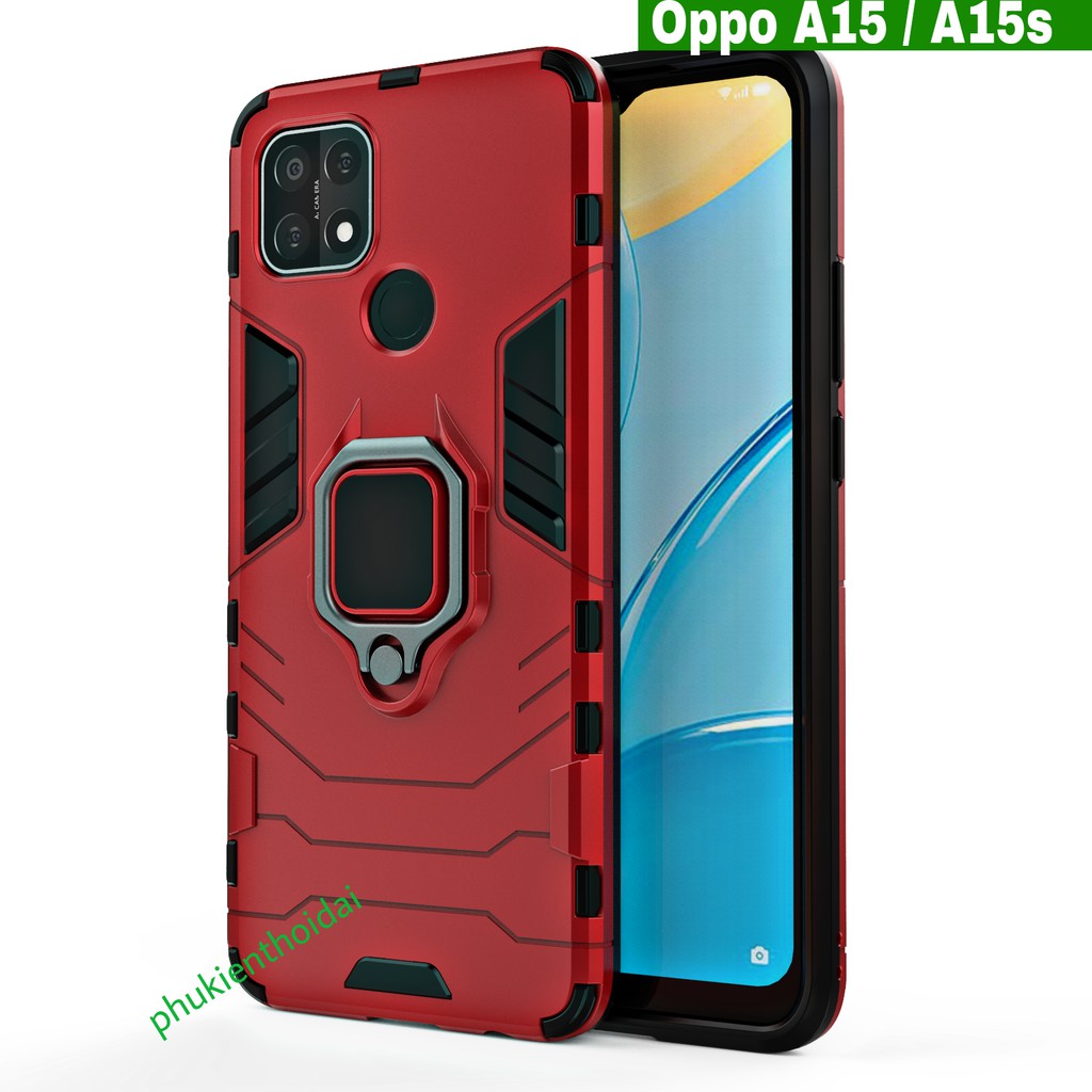 Ốp lưng Oppo A15 / A15s Iron Man Iring chống sốc giá đỡ xem phim cao cấp