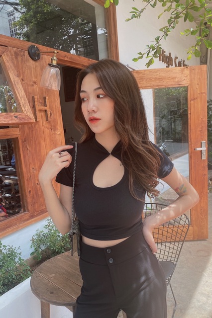 Áo Croptop Cổ Tàu Tay Ngắn [ ẢNH THẬT 100% ]