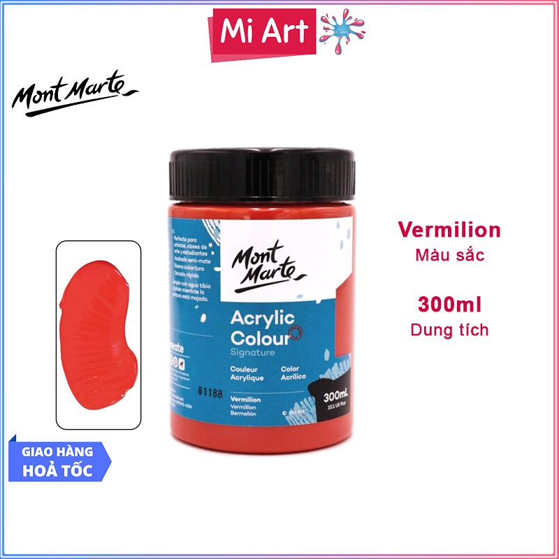 Màu Acrylic Mont Marte 300ml - Vermilion - Acrylic Colour Paint Signature 300ml (10.1oz) - MSCH3009